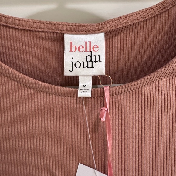 Belle Du Jour Camel Ribbed Bodysuit - Picture 3 of 4